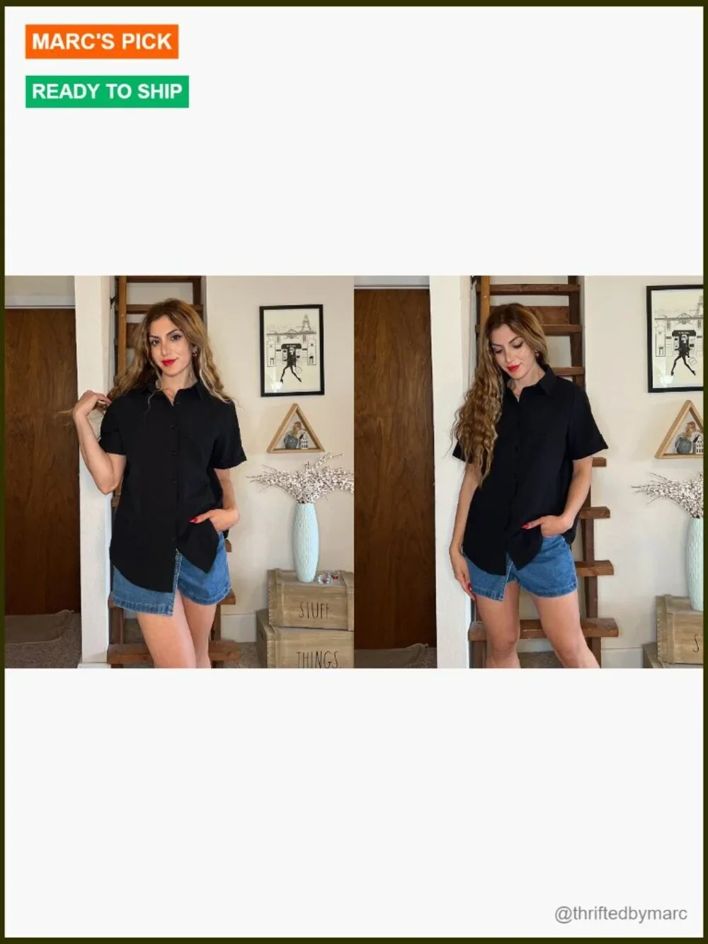 Linen Cotton Button Down Shirt Short Sleeve V Neck Blouse Casual Summer Top